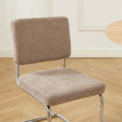 Lot de 2 chaises JACK tissu marron pieds métal chromé