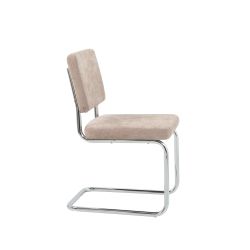 Lot de 2 chaises JACK tissu marron pieds métal chromé