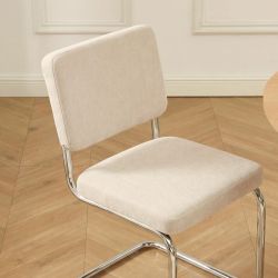 Lot de 2 chaises JACK tissu écru pieds métal chromé