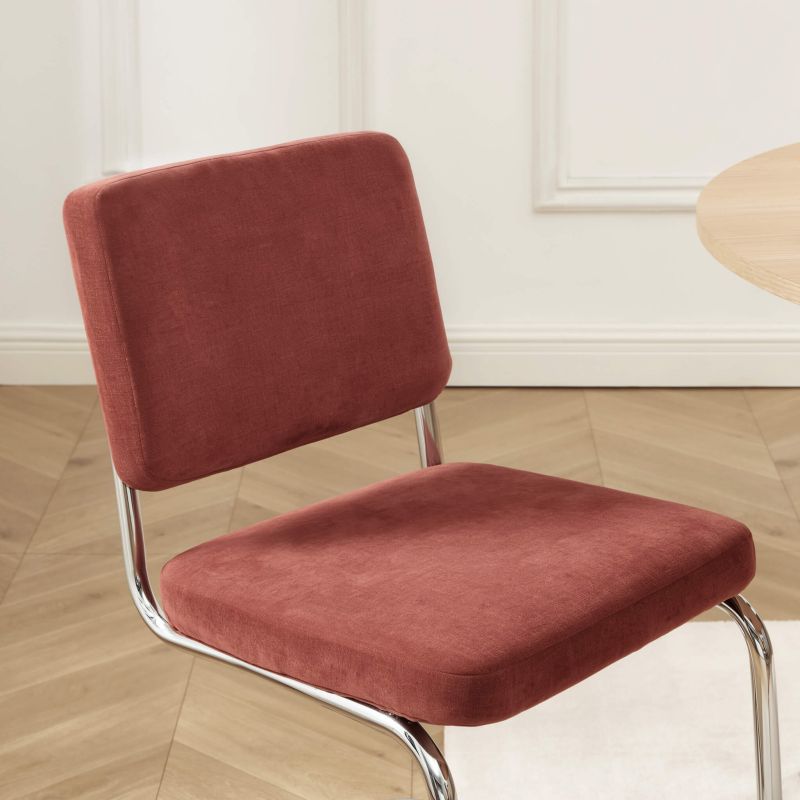 Lot de 2 chaises JACK tissu bordeaux pieds métal chromé