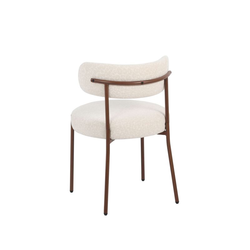 Lot de 2 chaises NOA tissu léopard écru pieds métal finition noyer