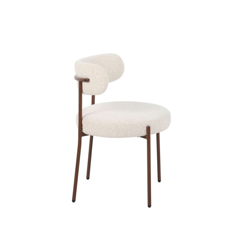 Lot de 2 chaises NOA tissu léopard écru pieds métal finition noyer