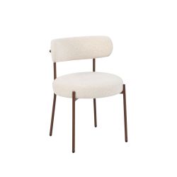 Lot de 2 chaises NOA tissu léopard écru pieds métal finition noyer