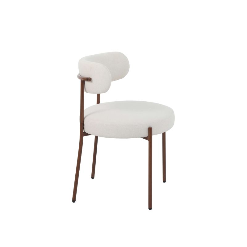 Lot de 2 chaises NOA tissu beige pieds métal finition noyer