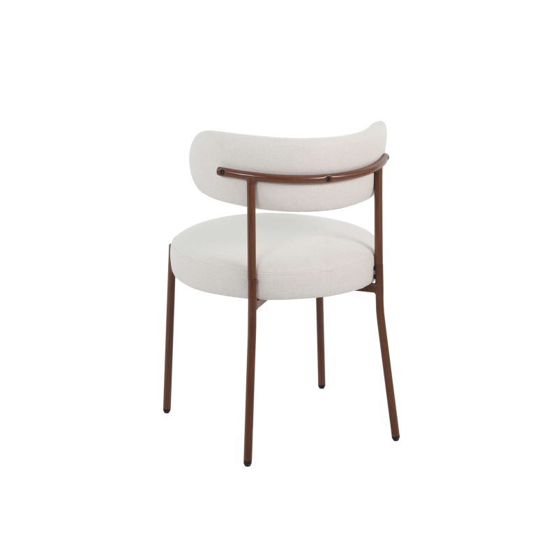 Lot de 2 chaises NOA tissu beige pieds métal finition noyer