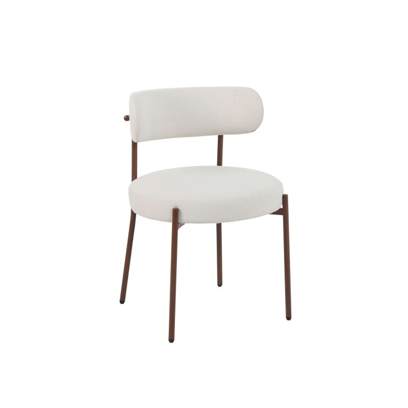 Lot de 2 chaises NOA tissu beige pieds métal finition noyer