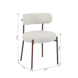 Lot de 2 chaises NOA tissu beige pieds métal finition noyer