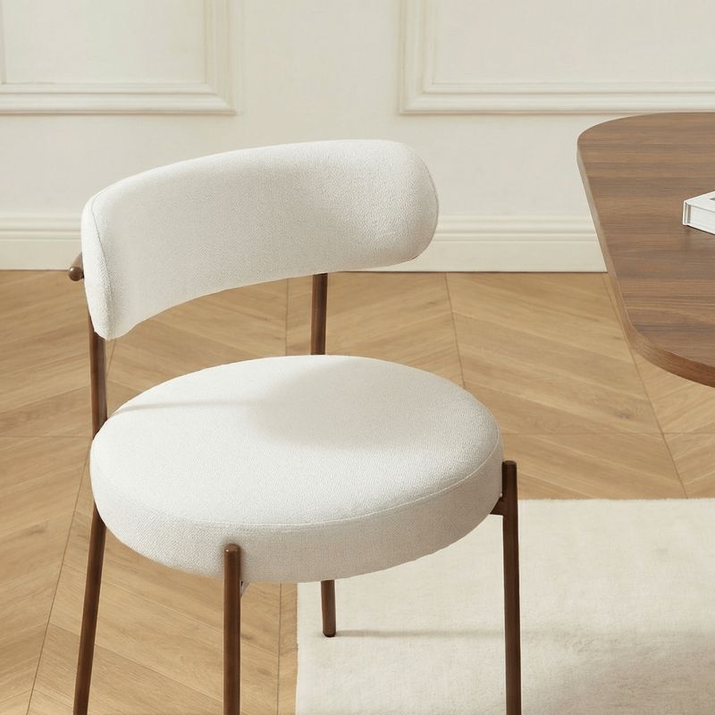 Lot de 2 chaises NOA tissu beige pieds métal finition noyer