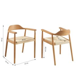 Lot de 2 chaises MARTIE chêne massif et corde