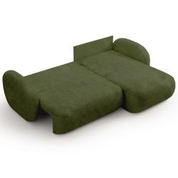 Canapé d'angle droit convertible CARLOTTA 4 places tissu chenille vert kaki