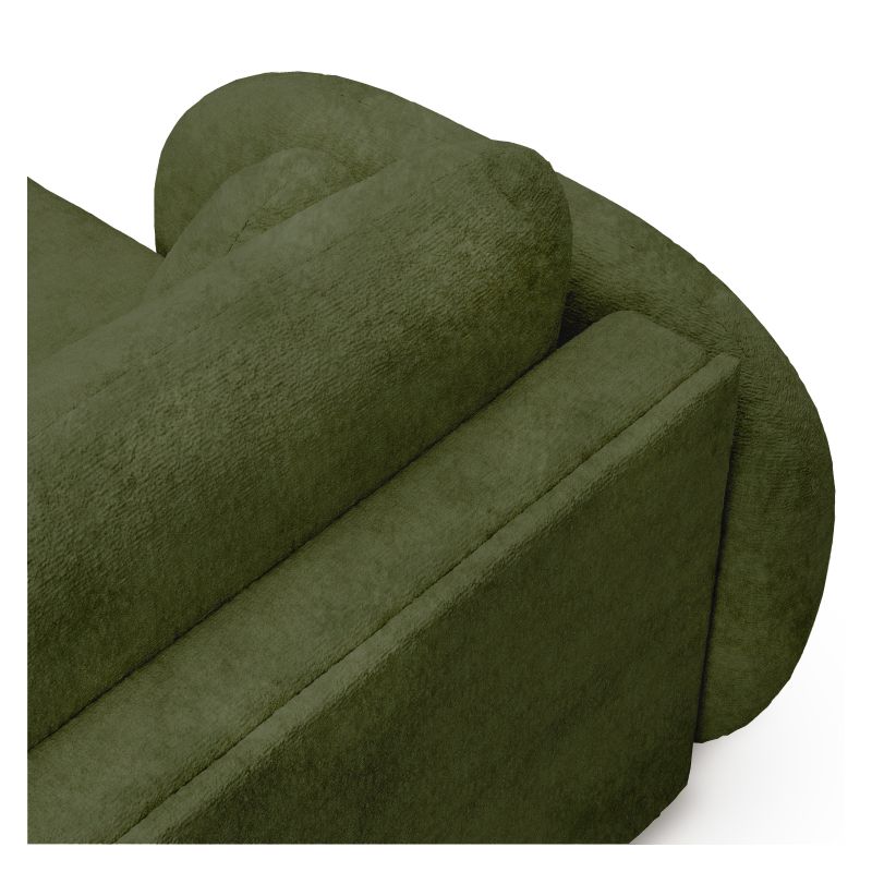 Canapé d'angle gauche convertible CARLOTTA 4 places tissu chenille vert kaki