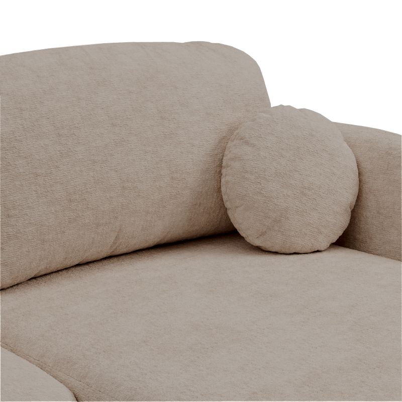 Canapé d'angle droit convertible CARLOTTA 4 places tissu bouclette taupe