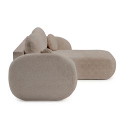 Canapé d'angle droit convertible CARLOTTA 4 places tissu bouclette taupe