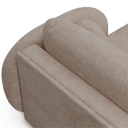 Canapé d'angle droit convertible CARLOTTA 4 places tissu bouclette taupe