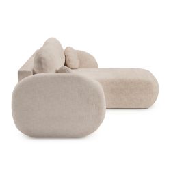 Canapé d'angle droit convertible CARLOTTA 4 places tissu bouclette grège