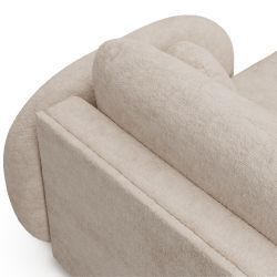 Canapé d'angle droit convertible CARLOTTA 4 places tissu bouclette grège