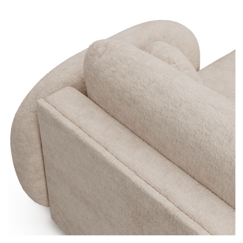 Canapé d'angle droit convertible CARLOTTA 4 places tissu bouclette grège