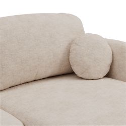 Canapé d'angle droit convertible CARLOTTA 4 places tissu bouclette grège