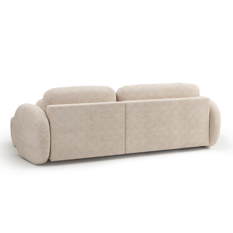 Canapé d'angle droit convertible CARLOTTA 4 places tissu bouclette grège