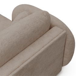 Canapé d'angle gauche convertible CARLOTTA 4 places tissu bouclette taupe