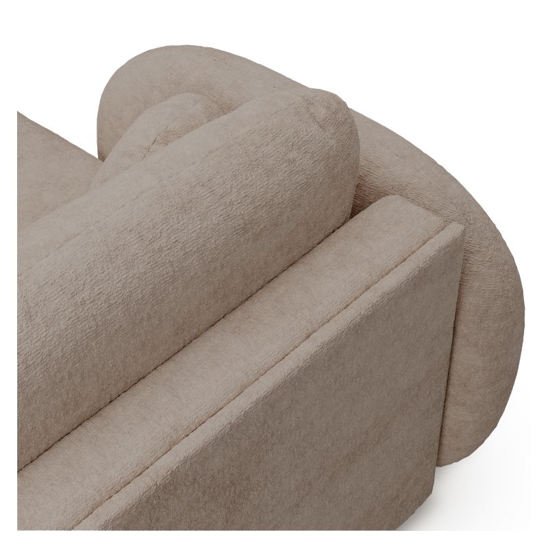 Canapé d'angle gauche convertible CARLOTTA 4 places tissu bouclette taupe