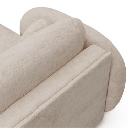 Canapé d'angle gauche convertible CARLOTTA 4 places tissu bouclette grège