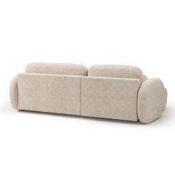 Canapé d'angle gauche convertible CARLOTTA 4 places tissu bouclette grège