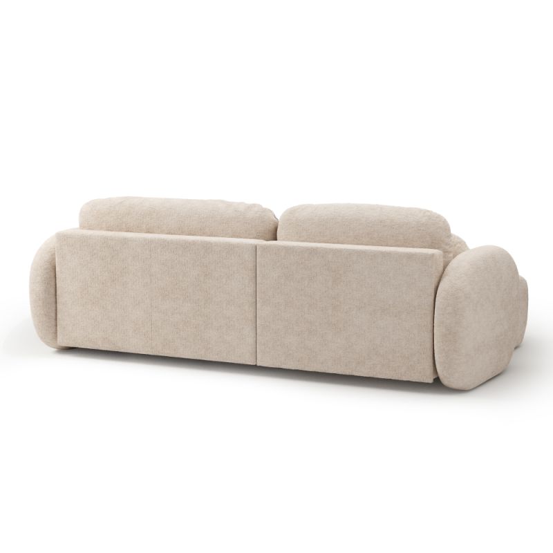 Canapé d'angle gauche convertible CARLOTTA 4 places tissu bouclette grège