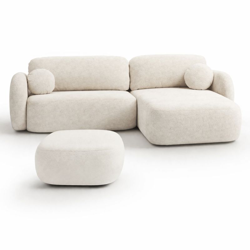 Pouf CARLOTTA tissu chenille écru