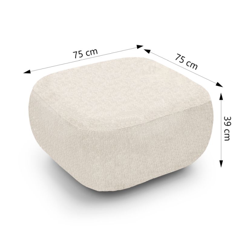 Pouf CARLOTTA tissu chenille écru