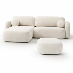 Pouf CARLOTTA tissu chenille écru