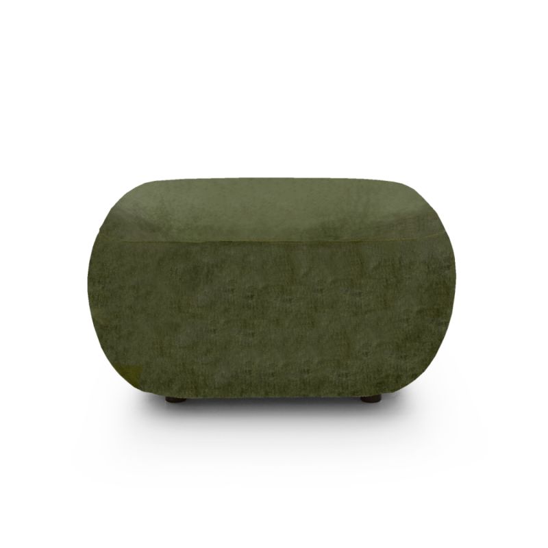 Pouf CARLOTTA tissu chenille vert kaki