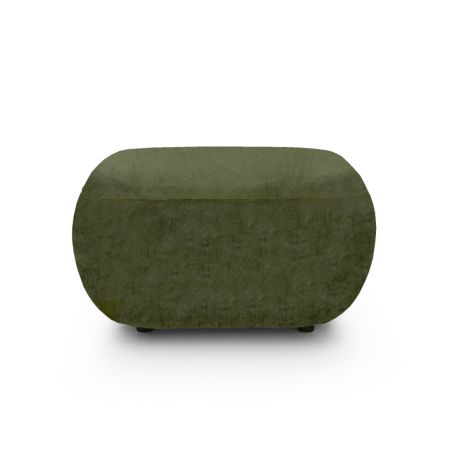 Pouf CARLOTTA tissu chenille vert kaki