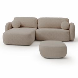Pouf CARLOTTA tissu bouclette taupe