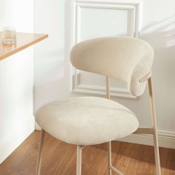 Lot de 2 tabourets GALLY tissu beige et pied métal beige