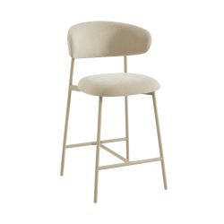 Lot de 2 tabourets GALLY tissu beige et pied métal beige