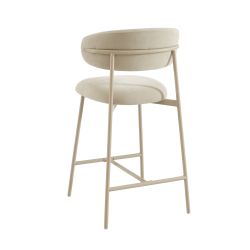 Lot de 2 tabourets GALLY tissu beige et pied métal beige