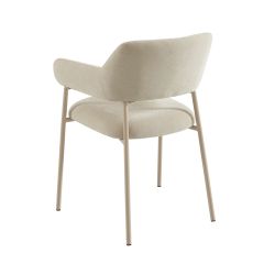 Lot de 2 fauteuils repas IVAN tissu beige glacé pieds métal beige