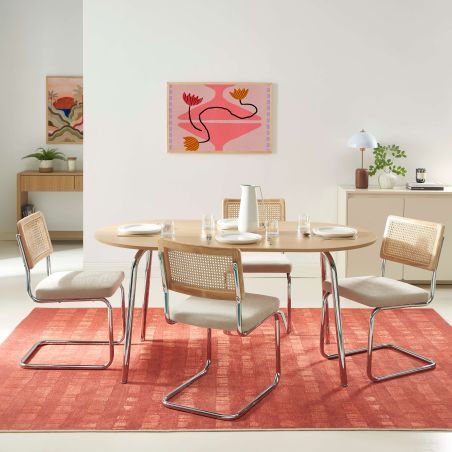 Table à manger VASSI effet chêne 160 cm