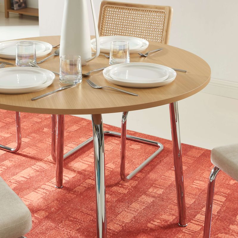 Table à manger ronde VASSI effet chêne 100cm