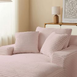 Canapé droit profond fixe et compressé KENEDY 1 place velours côtelé rose