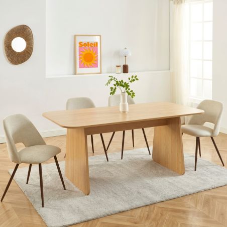 Table à manger LANGO rectangulaire effet chêne 180 cm