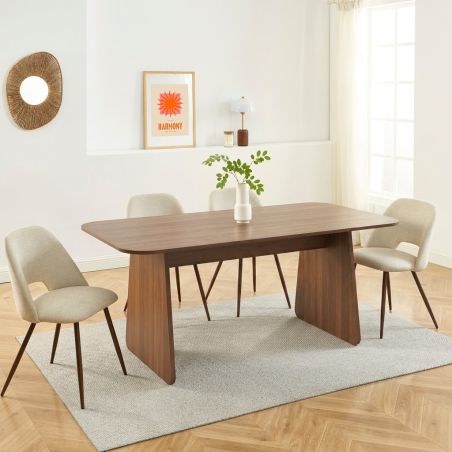 Table à manger LANGO rectangulaire effet noyer 180 cm