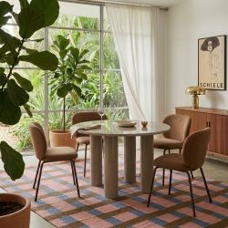 Table de séjour ronde NORI laquée brillante beige 120cm