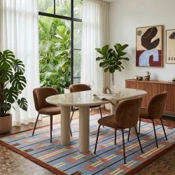 Table de séjour NORI laquée brillante beige 200cm