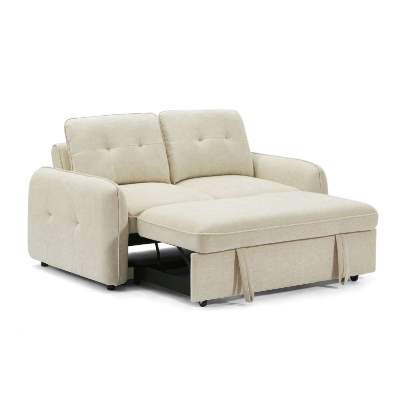 Canapé droit IMPA convertible tissu beige 2 places