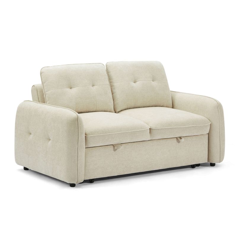 Canapé droit IMPA convertible tissu beige 2 places