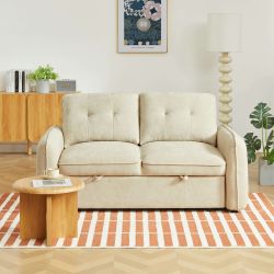 Canapé droit IMPA convertible tissu beige 2 places