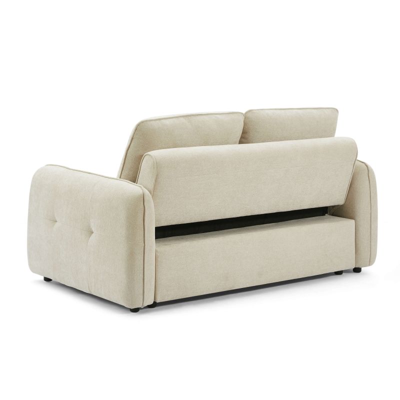 Canapé droit IMPA convertible tissu beige 2 places