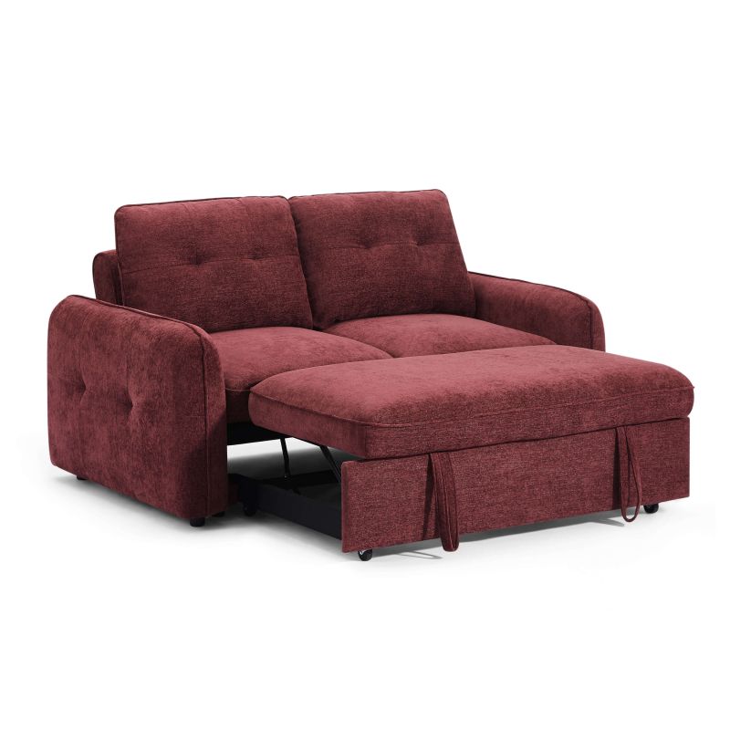 Canapé droit IMPA convertible tissu rouge 2 places